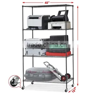 Heavy Duty Chrome Mobile Wire 4-Shelf Shelving (48"W x 18"D x 74"H) thumbnail-4