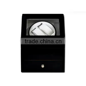 2+3 Slot Black Wooden China Safety Box Watch Winder With A Drawer thumbnail-4