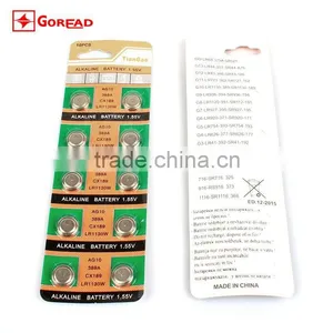 1.5V LR1130 L1131 389A AG10 Button Cell Card Pack SUPER Alkaline Super Button Battery thumbnail-1