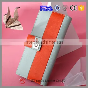 Contrast Color Low Price Ladies Leather Hand Made Women Wallet / Ladies Purse Quality Choice thumbnail-1