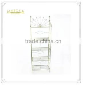 White Indoor Bookcase Wrought Iron Book Rack Bookshelf thumbnail-1
