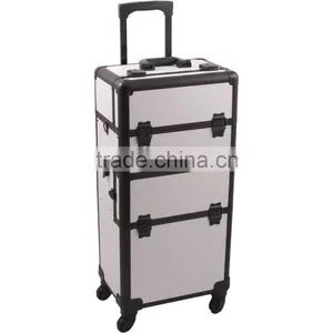 4-Wheel 2-in-1 Rolling Makeup Case With Easy-Slide and Extendable Trays, Includes Removable Tray and Extra Lid, 31-Inch, Smooth thumbnail-2