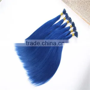 Blue Color u Tip Keratin Pre Bonded Human Hair Extension thumbnail-3
