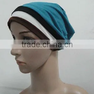 C004 New Muslim Underscarf With 3 Lines,cotton Underscarf and Hats thumbnail-1
