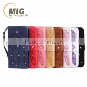 Diamond Flower Wallet Leather Case With Strap With Inside TPU Phone Case for Iphone 6 6S thumbnail-1