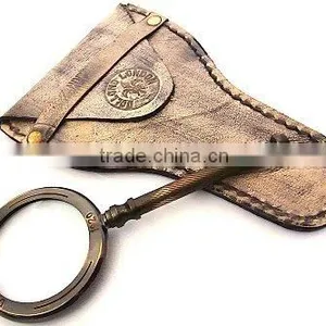 Antique Handheld Magnifying Glass With Leather Case thumbnail-1