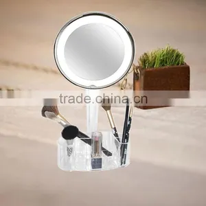 Makeup Mirror With Organizer LED Lighted Desktop Cosmetic Mirror Quality Choice thumbnail-2