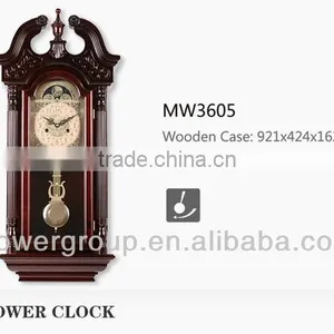 Tridimensional Arabic Numberals Dial With Moon Phase Mechanical Wall Clocks With Rotating Pendulm Competitive Price MW3605 thumbnail-1