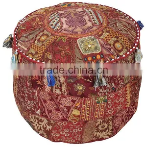 Buy Gorgeous Vintage Fabric Patch Work Ottoman Foot Stool Bean Bag Floor Pouf thumbnail-1