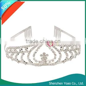 Wedding Bridal Peach Heart Rhinestone Headband thumbnail-1