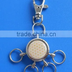Zinc Alloy Silver and Gold Keychain Flower of Life Ring thumbnail-6