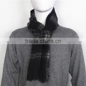 Dark Green Checked Wool Scarf thumbnail-3