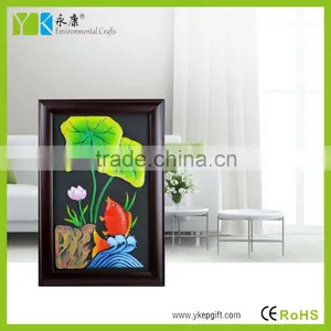 Modern Decor Lotus and Fish Embossed Wooden Frame Wall Art Decor for Formaldehyde Removal thumbnail-3