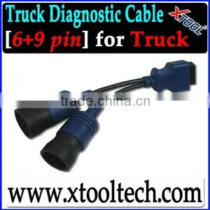 Best Quality!!! 6+9 PIN Truck Diagnostic Cable/Black and Blue thumbnail-1