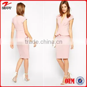2014 Women Short Evening Dress Sexy Deep Plunge Peplum Cut Mermaid Evening Dresses thumbnail-1