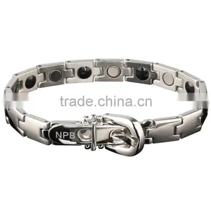 Noproblem P020 FDA Tourmaline Germanium Scalar Energy Bio Power Beads Magentic Fashion Charm Silver Bracelet thumbnail-1