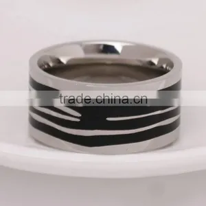 Wholesale 316L Fashion Jewelry Ripple Pattern Simple Finger Ring thumbnail-2