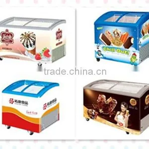 Best Seller Curved Double Door Sliding Glass Door Ice Cream Showcase Freezer thumbnail-5