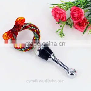 Handcraft Christmas Flavor Mistletoe Shaped Lampwork Murano Glass Wine Stoppers for Christmas Party thumbnail-1