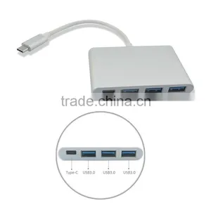 USB Type-C 3.1 Hub, USB-C to 3-Port USB 3.0 Aluminum Hub With 1 Type C Charger Port for the New Macbook, Google Chrome Book thumbnail-4