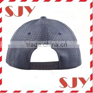Blank Wholesale Flat Brim 6 Panel PU Leather Snapback Baseball Hat thumbnail-4