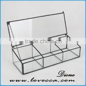 Glass and Brass Modern Organizer Container Bin , Typography Office Trinket Tray thumbnail-1