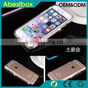 Aluminum Rhinstone Cover Case Diamond Bumper+TPU Cases Cover for Samsung Galaxy S6 Edge, Diamond Bumper Case for Samsung S6 thumbnail-1