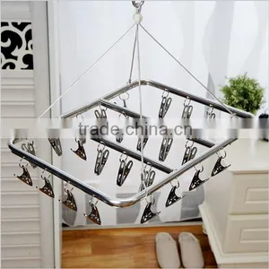 26 Clips Stainless Steel Aluminum Clothes Drying Rack Hanger Socks Shorts Underwear Drying Hanger Multifunctional Drying Shelf thumbnail-1