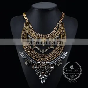 High Quality Vintage Rhinestone Chunky Statement Necklace Tin Alloy Fashion Women Pendant Necklace 6390065 thumbnail-1