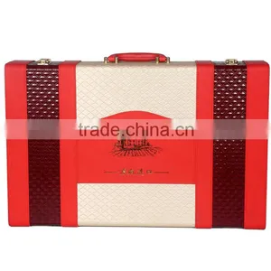 Chinese Factories Wholesale Custom High-grade PU Leather 6 Slot Wine Champagne Boxes, Red Gift Box thumbnail-2