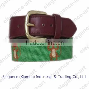 Cute Monkey Needlepoint Belts in Green Color for Kids thumbnail-1