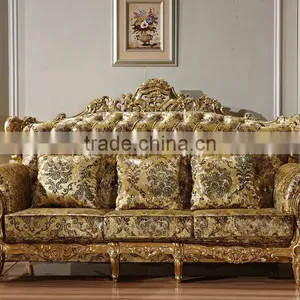 New Classic Living Room Furniture Wooden Hand Carved Fabric Sofa Set thumbnail-4