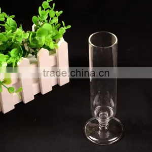 Simple Home Decor Cylinder Glass Vase With Stem for Flower Arrangement thumbnail-1