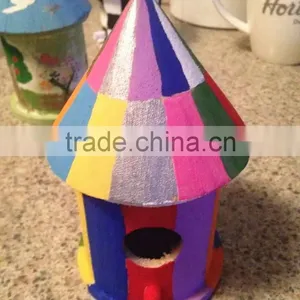Small Handmade Decorative Wood Craft Bird House Model Wholesale thumbnail-4