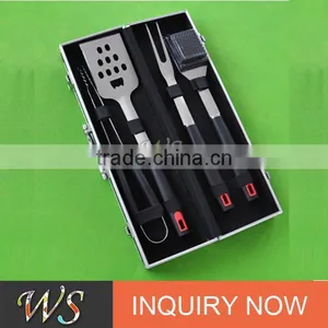 WSSKHL087 4pcs Snap on Tools Stainless Steel Bbq Grill Tool Set With Plastic Case or Aluminum Box Packing thumbnail-1