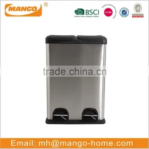 40L Stainless Steel 2-Compartment Pedal Trash Bin thumbnail-1