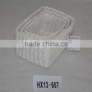 White Paper String Woven Rectangle Sundries Storage Basket HX13-607 thumbnail-2