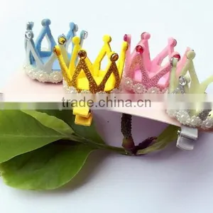 New Premium 3D Assorted Princess Cinderella Inspired New Design Polyester Barrette Felt Hair Clip With Sequin Rhinestone thumbnail-1