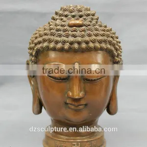 Temple Garden Building Metal Brass Buddha Head Statues thumbnail-6