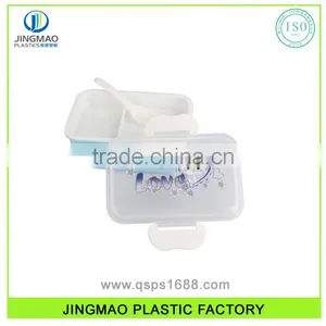 Customized LOGO Retangular Double Layer Plastic Lunch Box With Spoon thumbnail-2