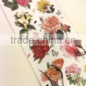 Colorful Floral Design Sticker, Classic Decorative Shinny Glitter Sticker thumbnail-3