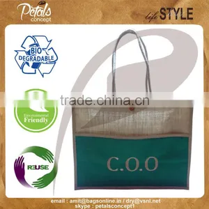Fast Delivery Time Promotional Natural Jute Bags With Cotton Handle thumbnail-1