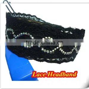 Wide Black Lacy Headband Hair Accessory thumbnail-1