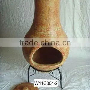 Clay Chimney With Metal Stand, Fire Shelf and Lid thumbnail-1