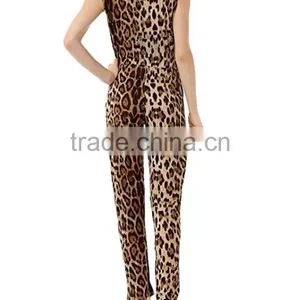 Adult Fashion Clothing Wholesale Women Sleeveless Leopard Prints Casual One Piece Custom Made Summer Jumpsuits Pants 2017 thumbnail-3