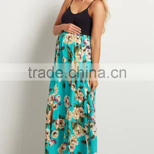 Digital Printed Polyester Chiffon Fabric Long Skirts,100% Polyester Floral Chiffon Maternity Maxi Skirt thumbnail-2