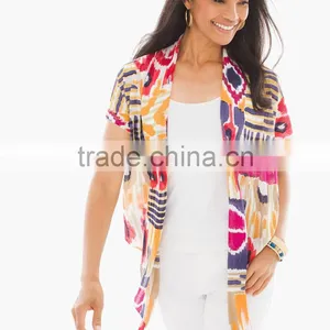 Women's Short Sleeve Printed Front Open Blouse Tops thumbnail-2