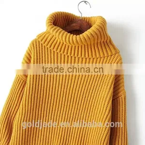 Fashion High Quality Long Sleeve Turtleneck Brown Pullover Sweaters for Women thumbnail-3