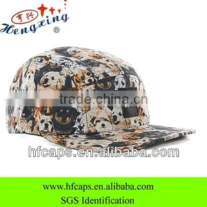 Floral Fabric With Doggie Custom Adjustable Blank 5 Panel Cap thumbnail-1