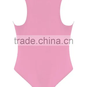 Light Pink Women Basic Bodysuit With Racer Back Bodybuilding Elastic Plain Jumpsuit thumbnail-3